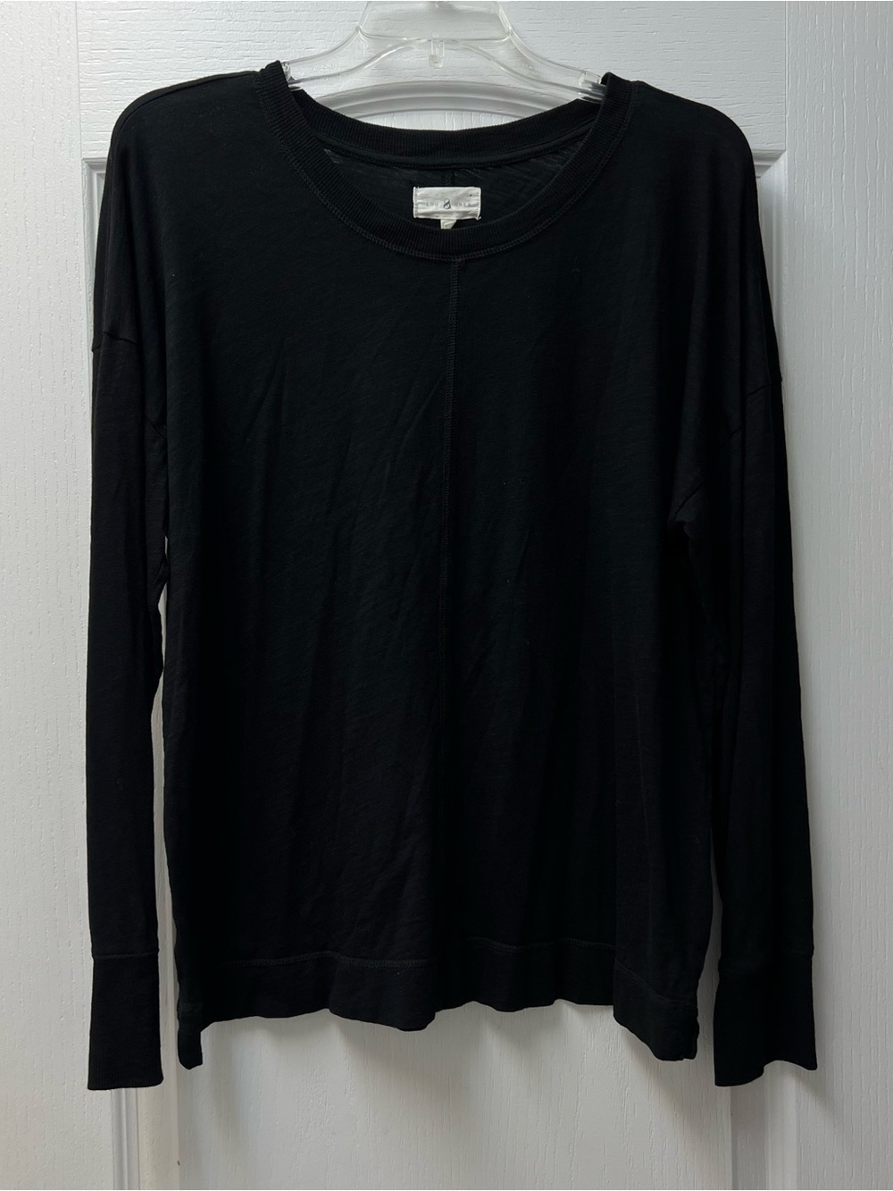Lou & Grey Women's Black Long Sleeve Crewneck Knit Top Sz L